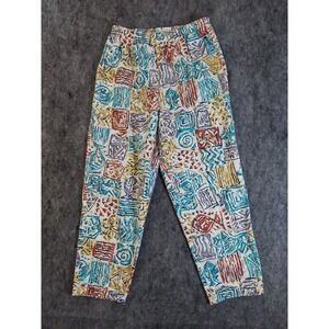 Vtg Blast 80s Pants Womens Medium Pull On Tribal Allover Memphis Tapered‎ Ankle